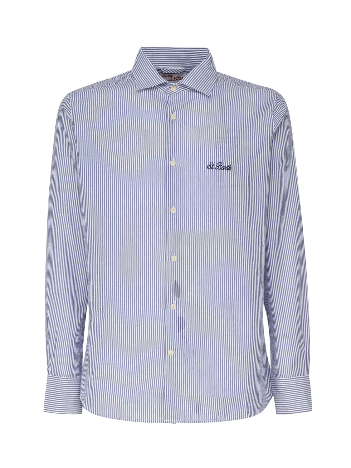 Shop Mc2 Saint Barth Cotton Pamplona Shirt In Light Blue