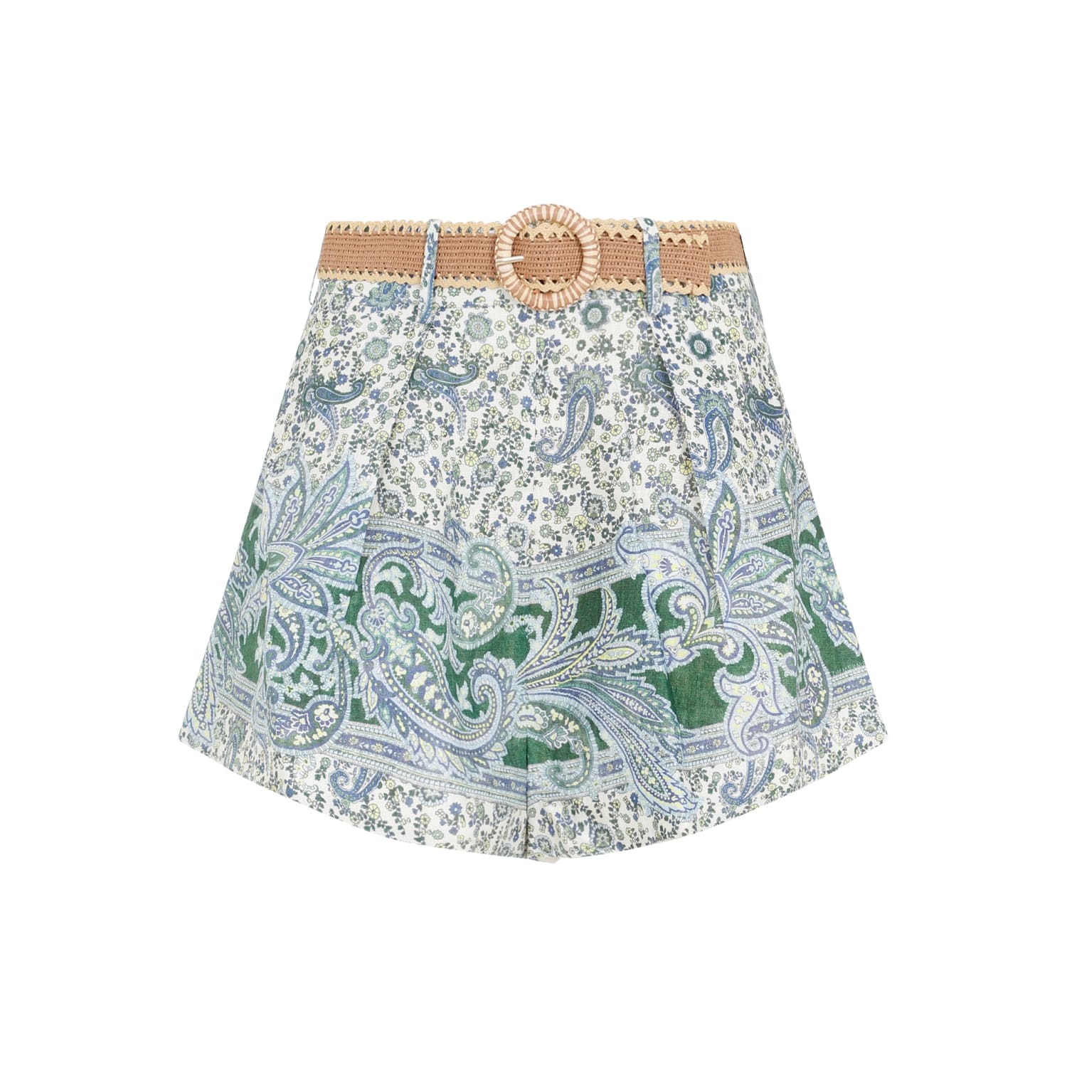 Shop Zimmermann Ottie Tuck Short In Green Paisley