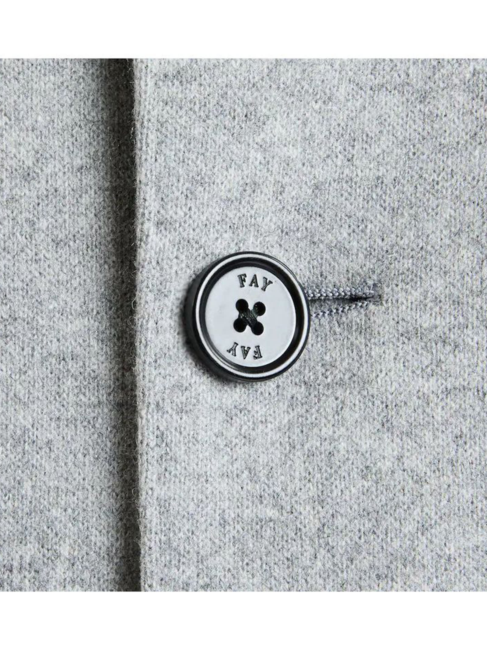 Fay Light Grey Yarn-dyed Wool Blend Fabric Coat In Grey