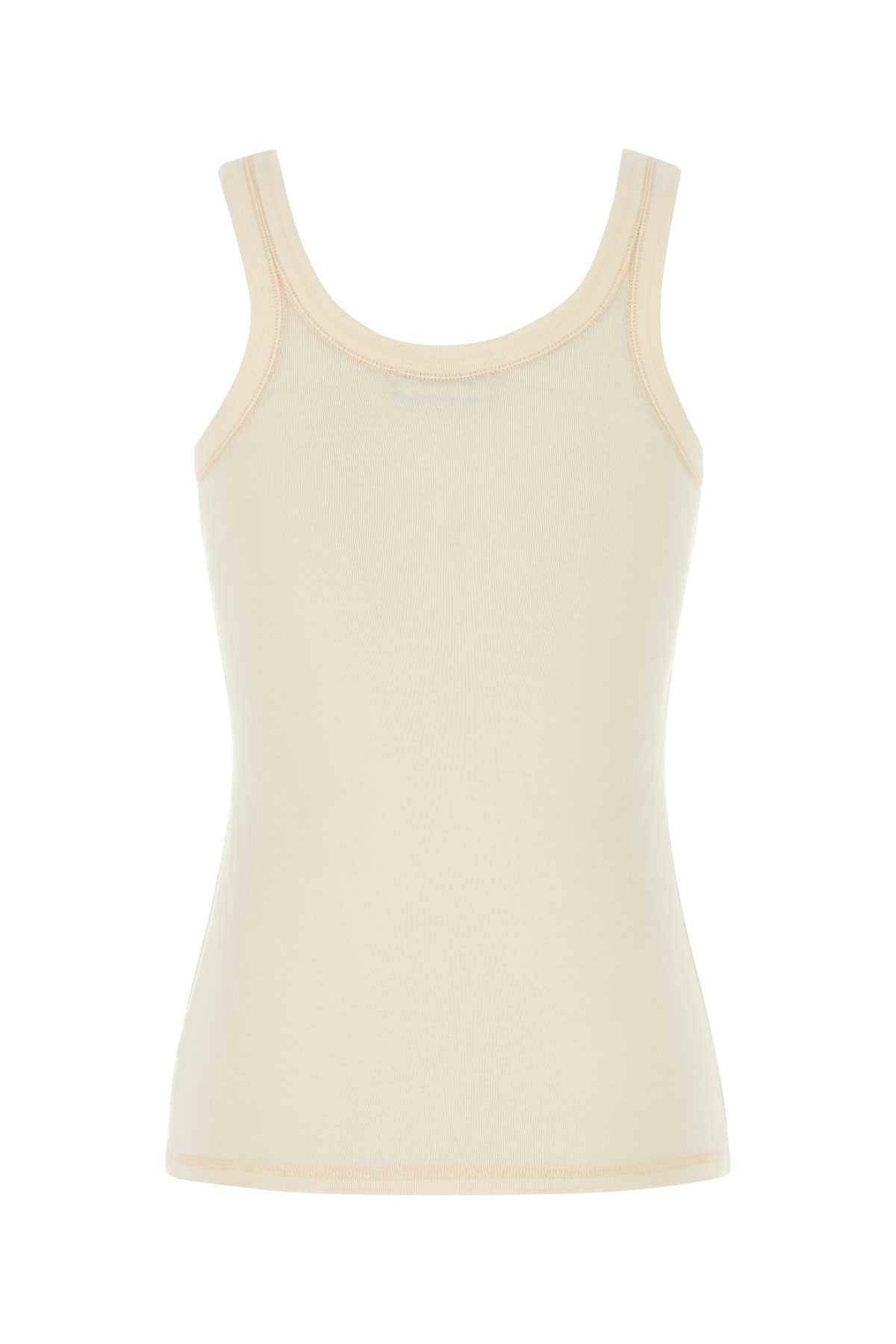Lemaire Ribbed-knit Cotton Tank Top In Lightcream