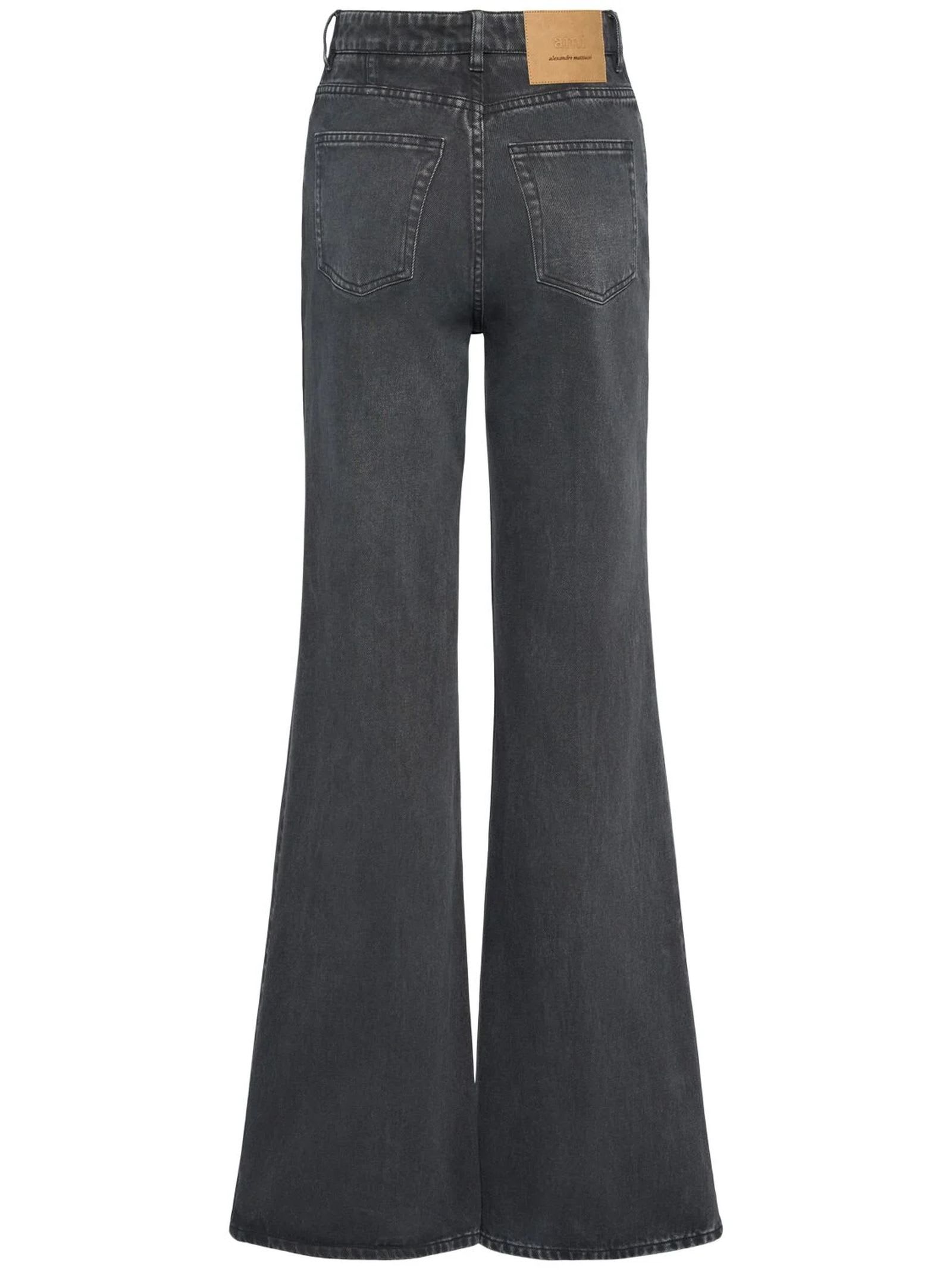 Shop Ami Alexandre Mattiussi Black Cotton Wide-leg Jeans