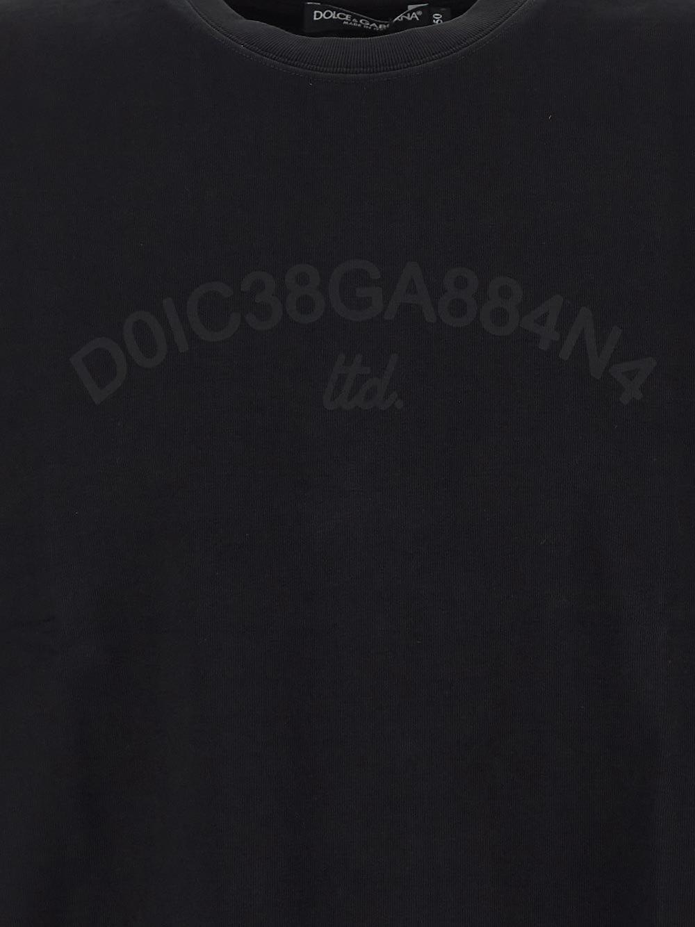 Shop Dolce & Gabbana Logo Printed Crewneck T-shirt In Black