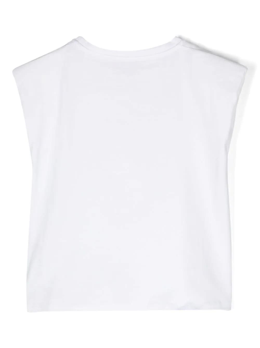 Shop Miss Blumarine White T-shirt With Multicolor Rhinestone Logo
