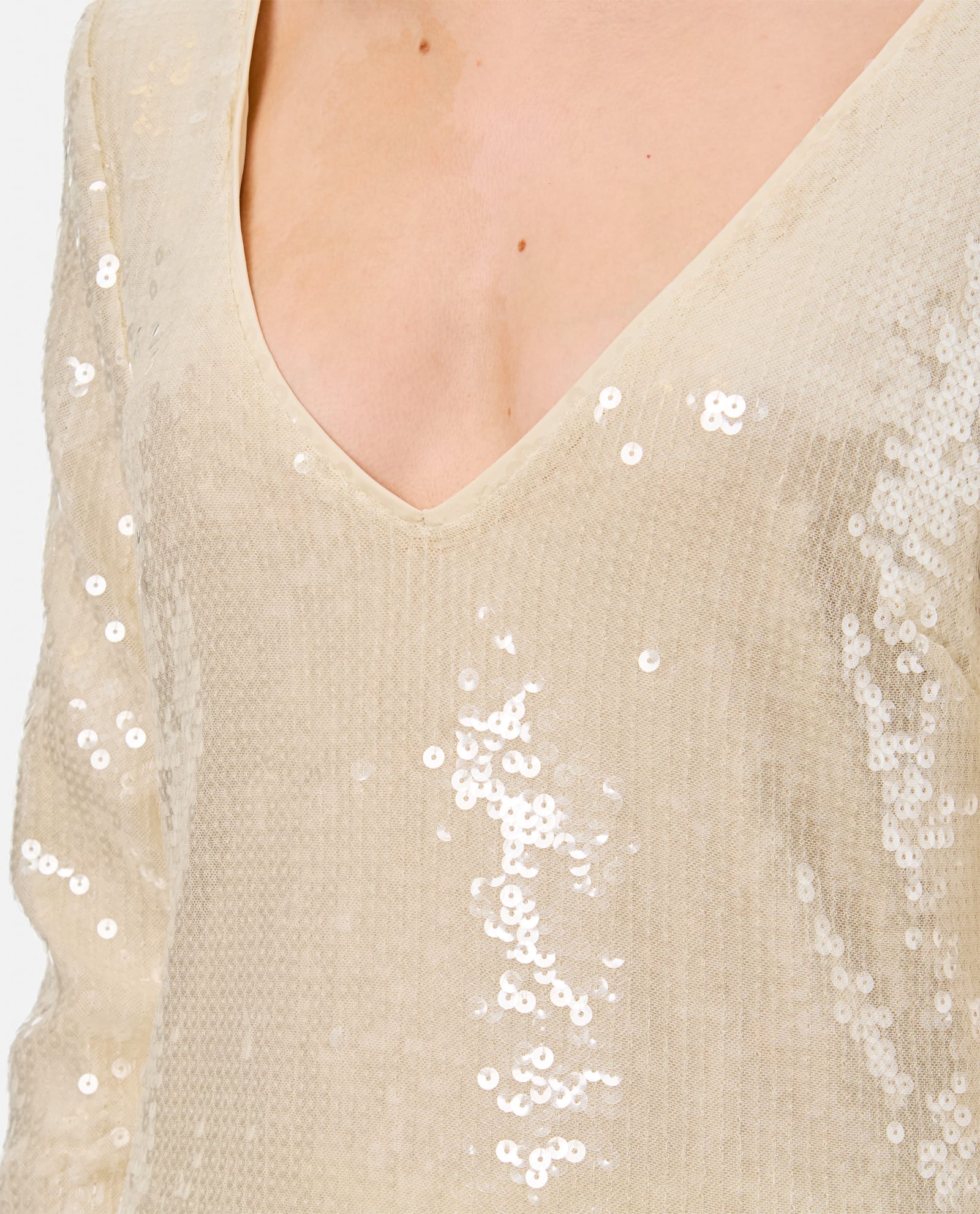 Shop Rotate Birger Christensen Sequins V-neck Top In White