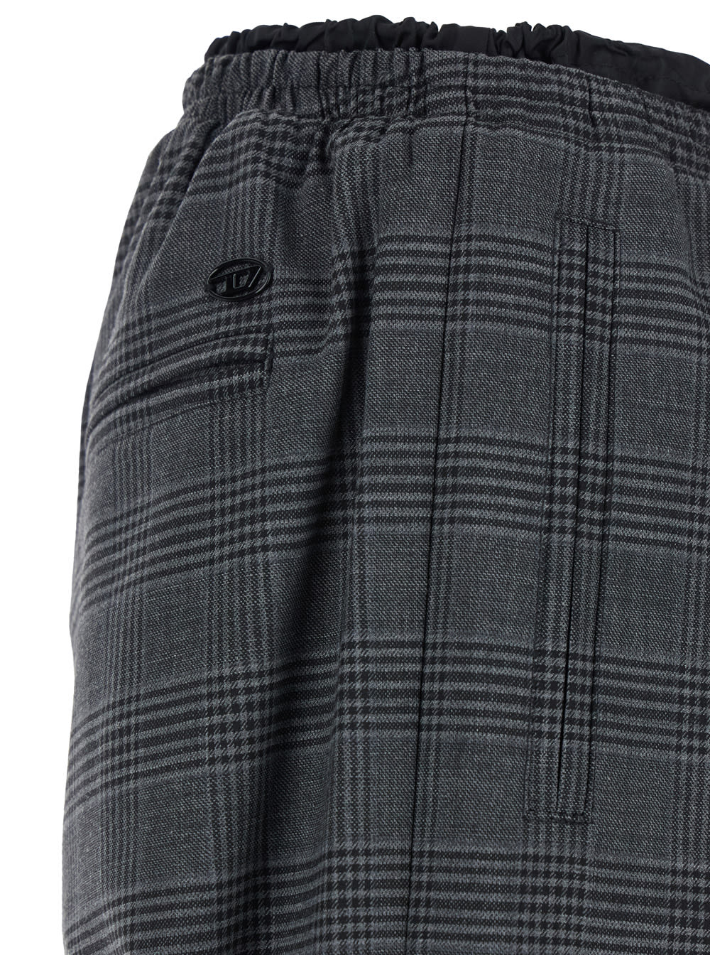 Diesel P-tilson Grey Pants With Logo Detail On The Rear And All-over Check Motif In Wool Blend Stretch Man In Gray