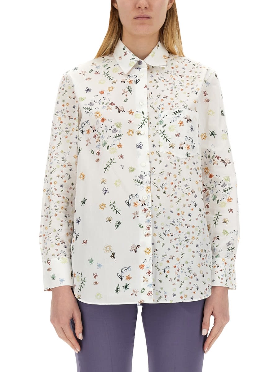 Shop Ps By Paul Smith Floral Print Shirt In White