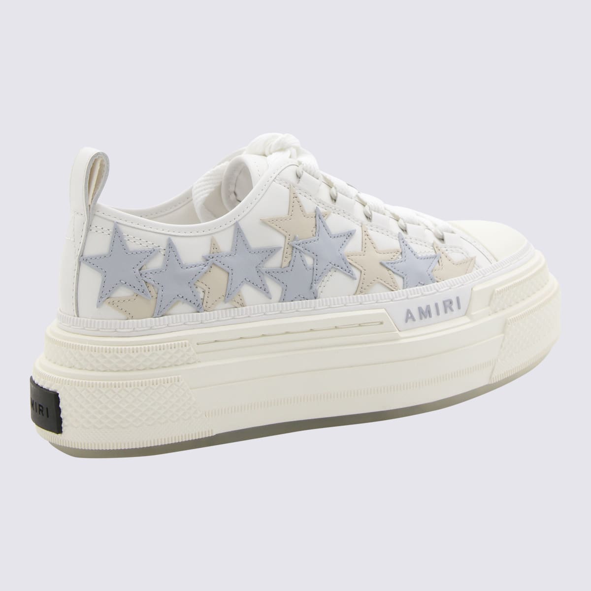 Shop Amiri White And Blue Leather Sneakers In Grey Blue