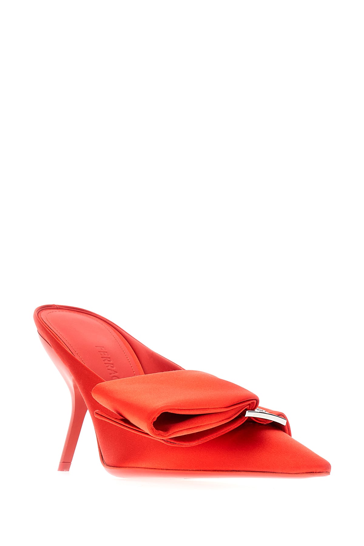 FERRAGAMO RED SATIN MULES 