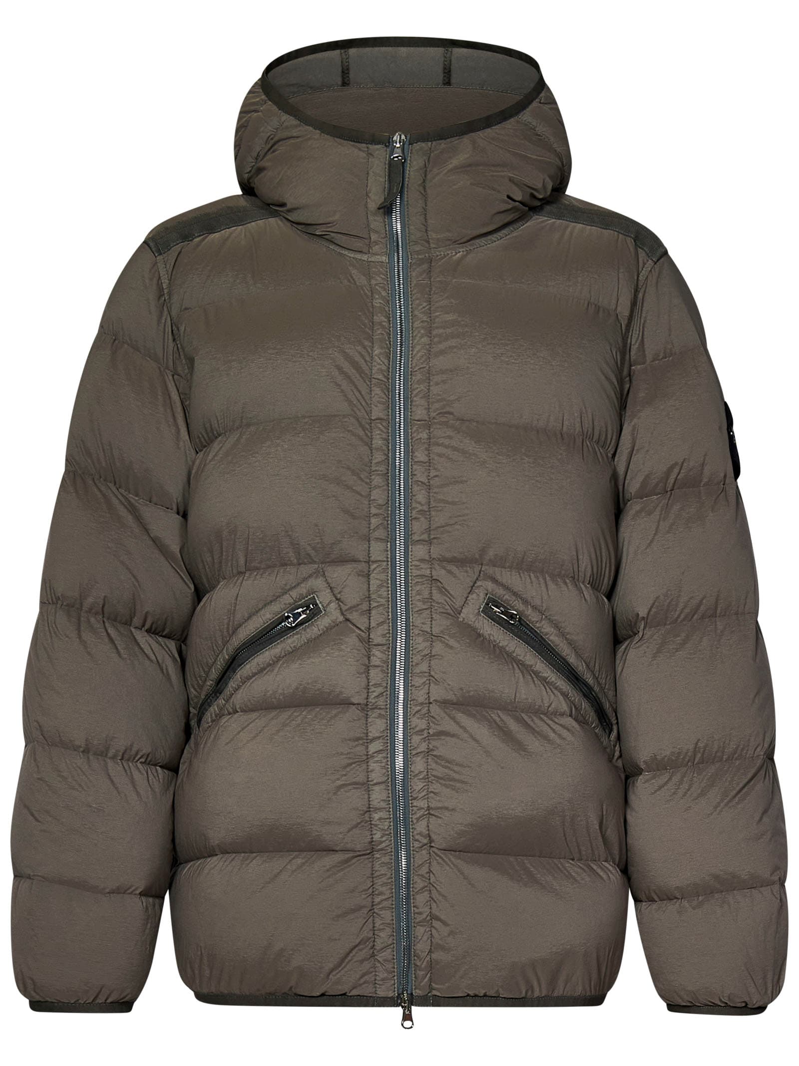 Shop Stone Island Down Jacket In Beige