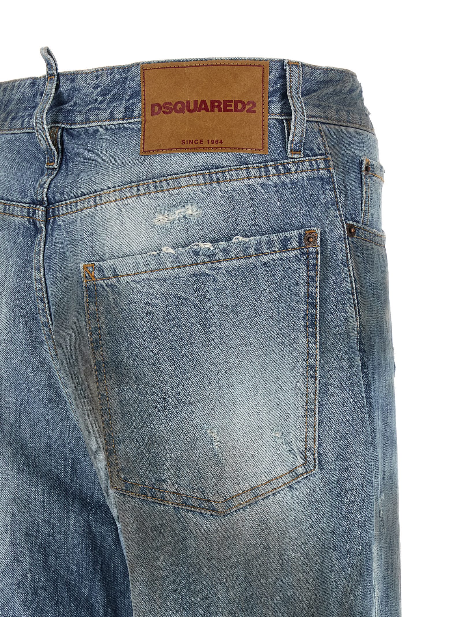 Dsquared2 Loose Twist Jeans Distressed Faded Five Pocket In Blue