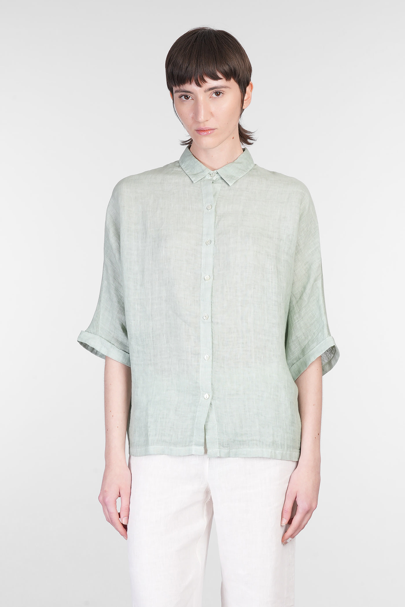 Shop 120% Lino Shirt In Green Linen