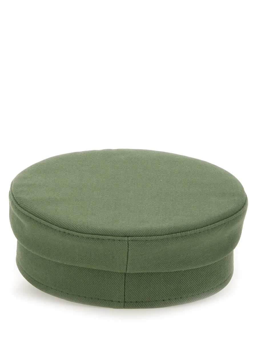 Ruslan Baginskiy Embroidered Baker Boy Hat With Frayed Edge In Military Green