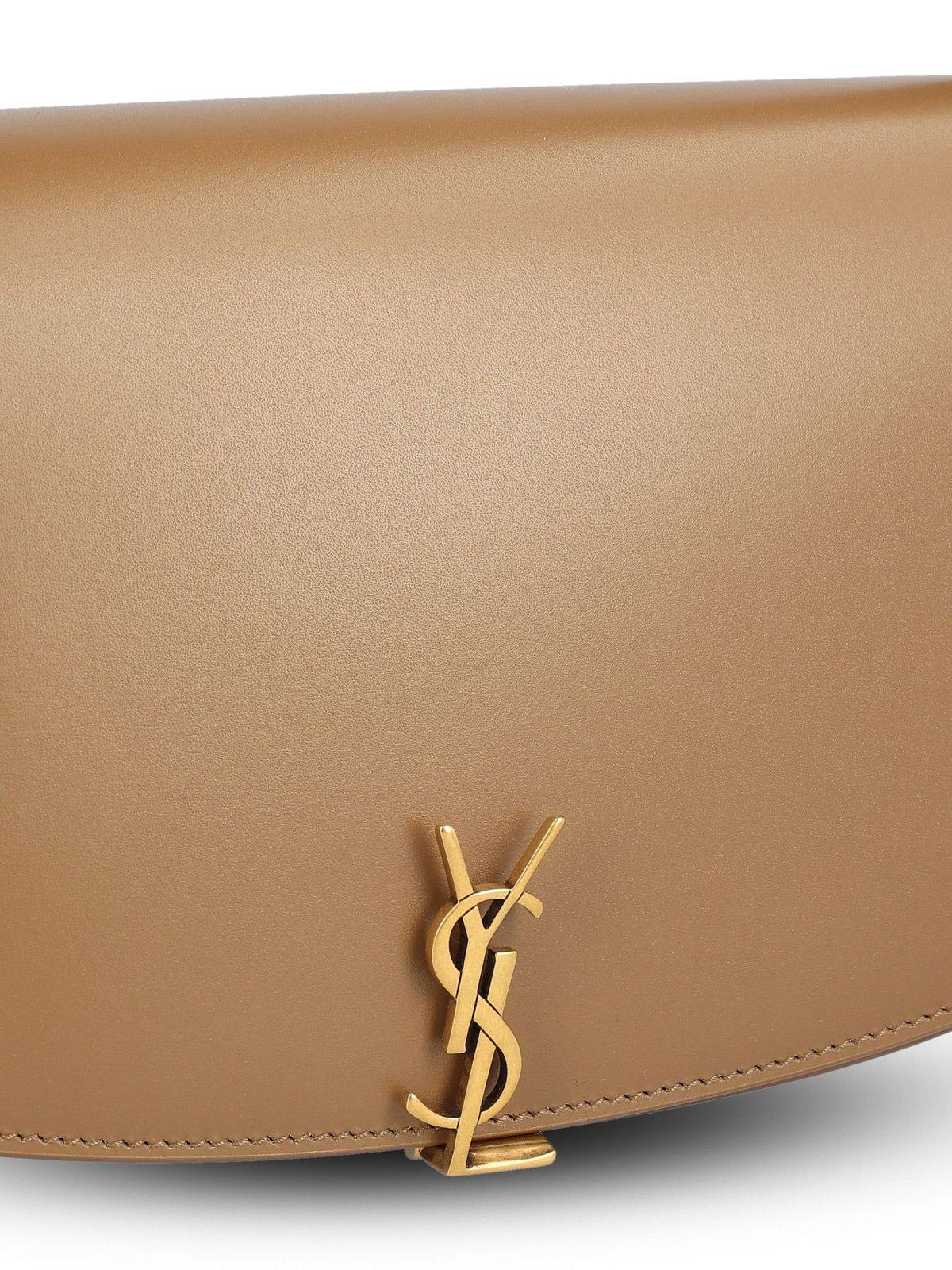 Saint Laurent Voltaire Logo Plaque Shoulder Bag In Brown