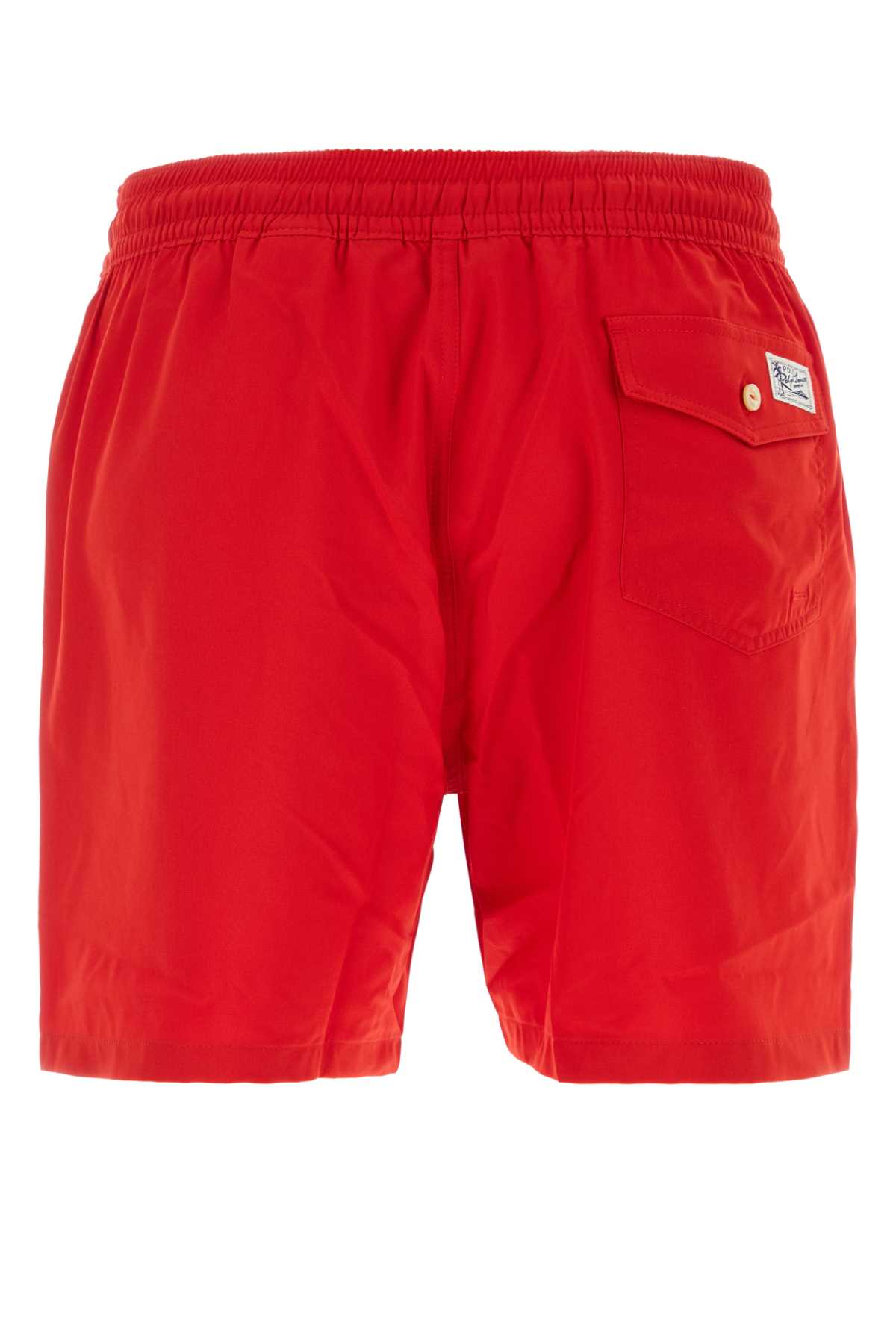 Shop Polo Ralph Lauren Red Stretch Polyester Swimming Shorts