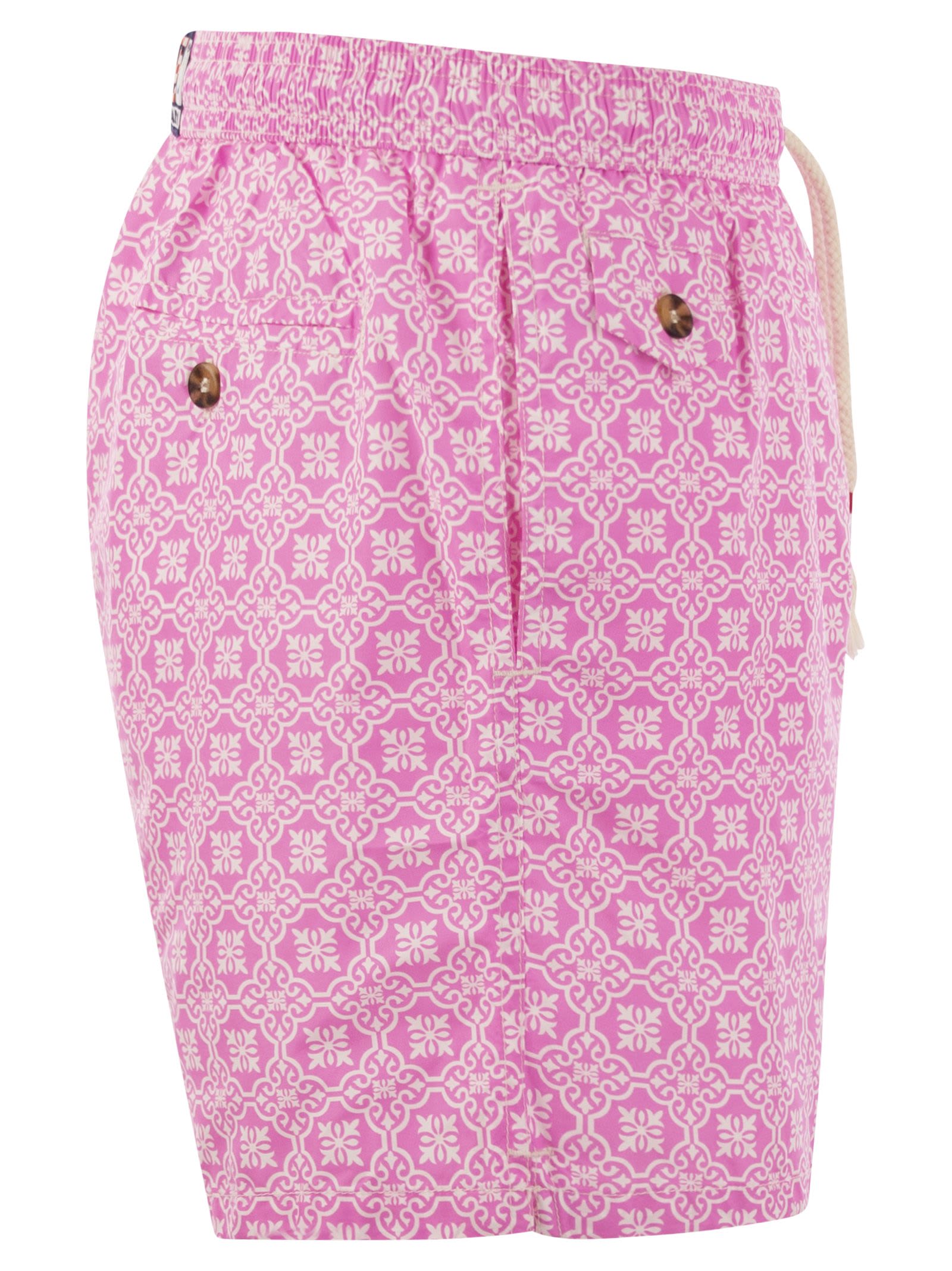 Shop Mc2 Saint Barth Lightweight Fabric Swimming Costume With Print In Pink