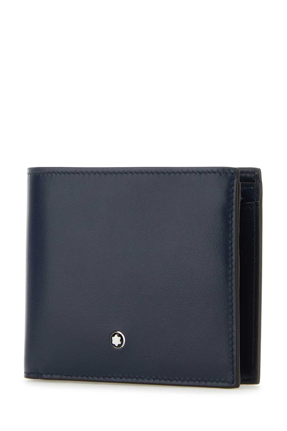 Montblanc Blue Leather Wallet In Inkblue