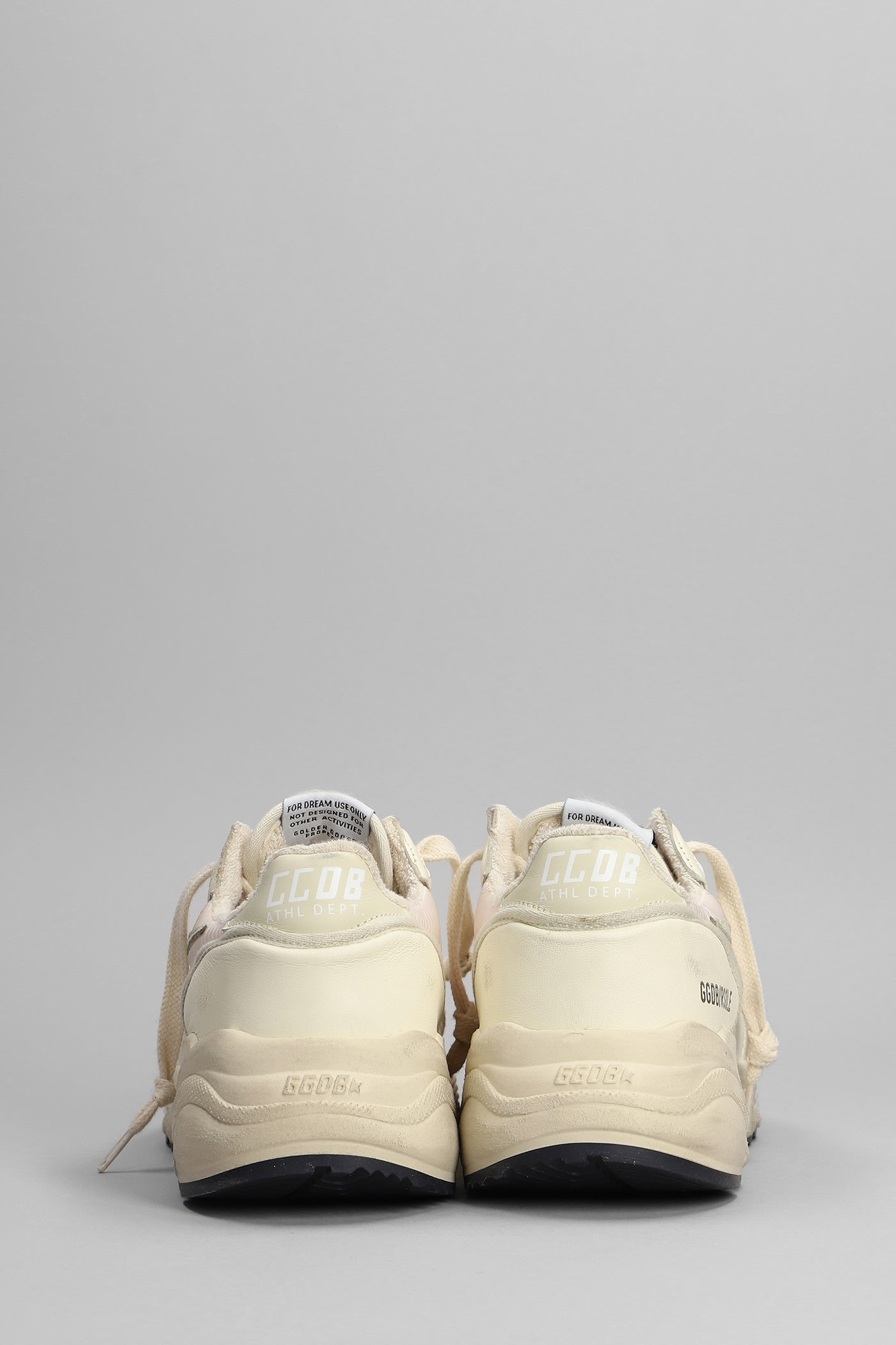 Shop Golden Goose Running Sneakers In Beige Leather And Fabric