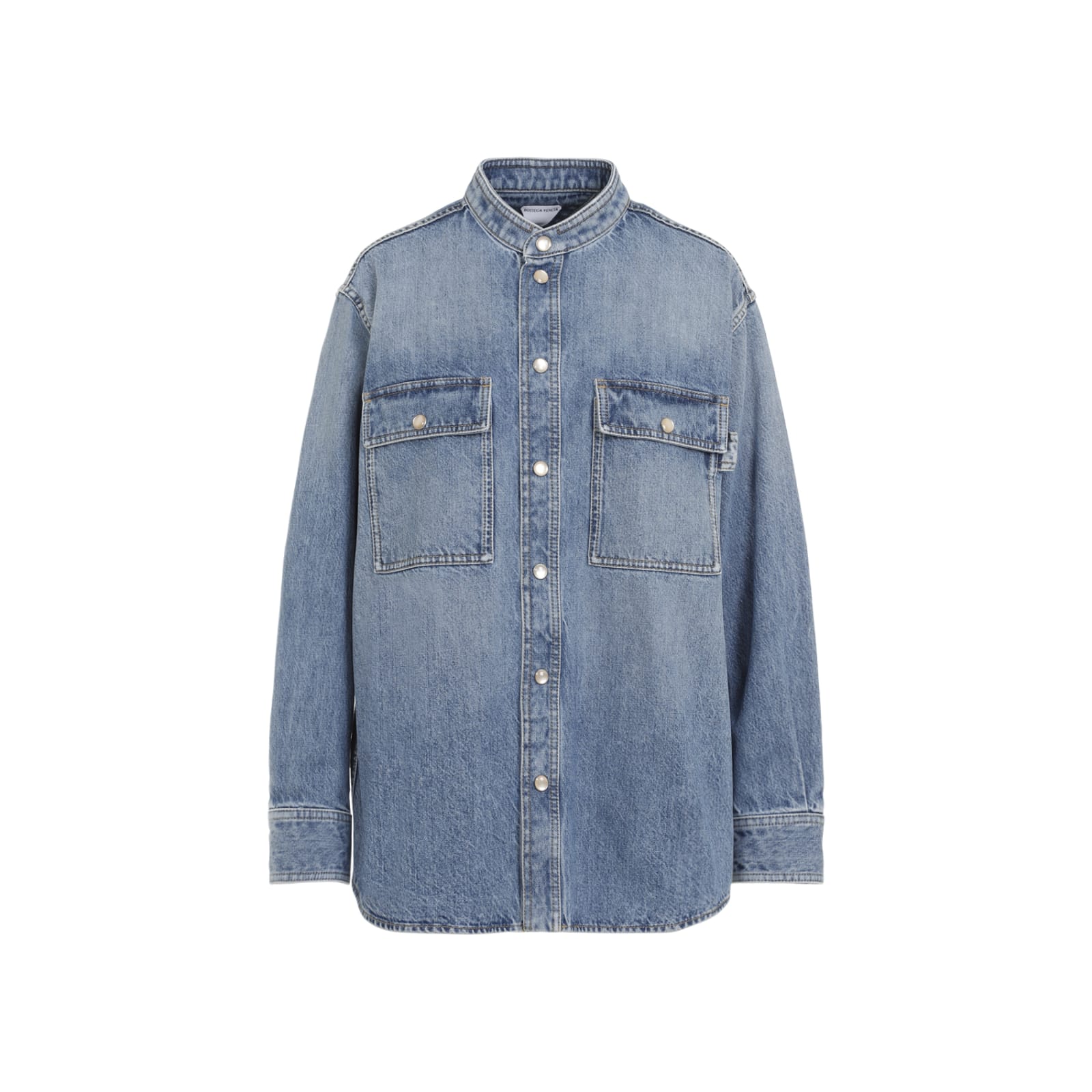 Shop Bottega Veneta Vintage Denim Shirt In Mid Blue