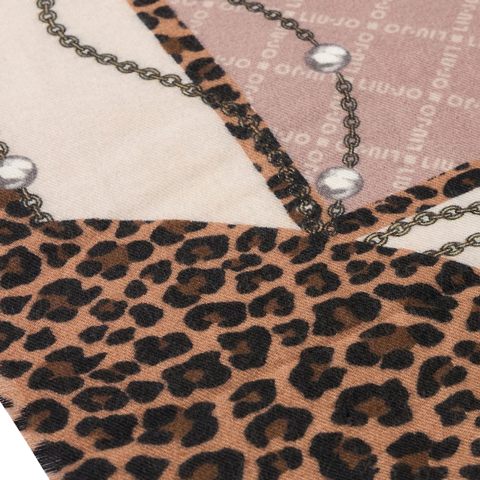 Liu •jo Catena Leopard-print Chain Scarf In Brown