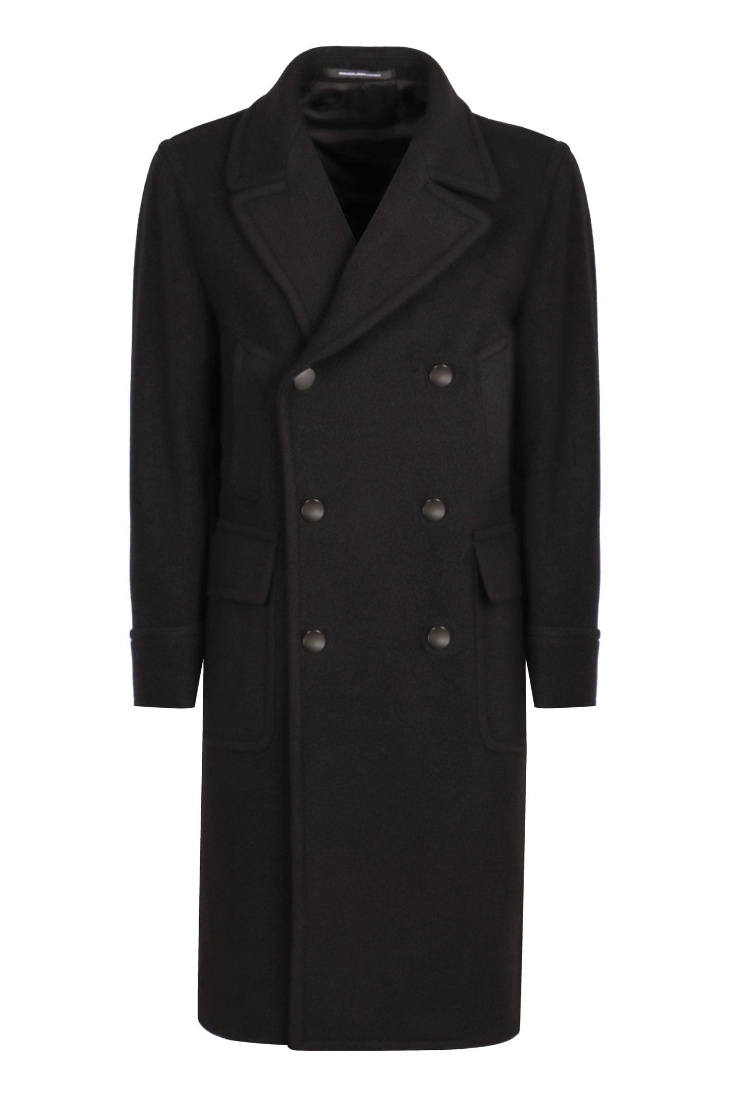 Shop Tagliatore Wool Blend Double-breasted Coat In Black