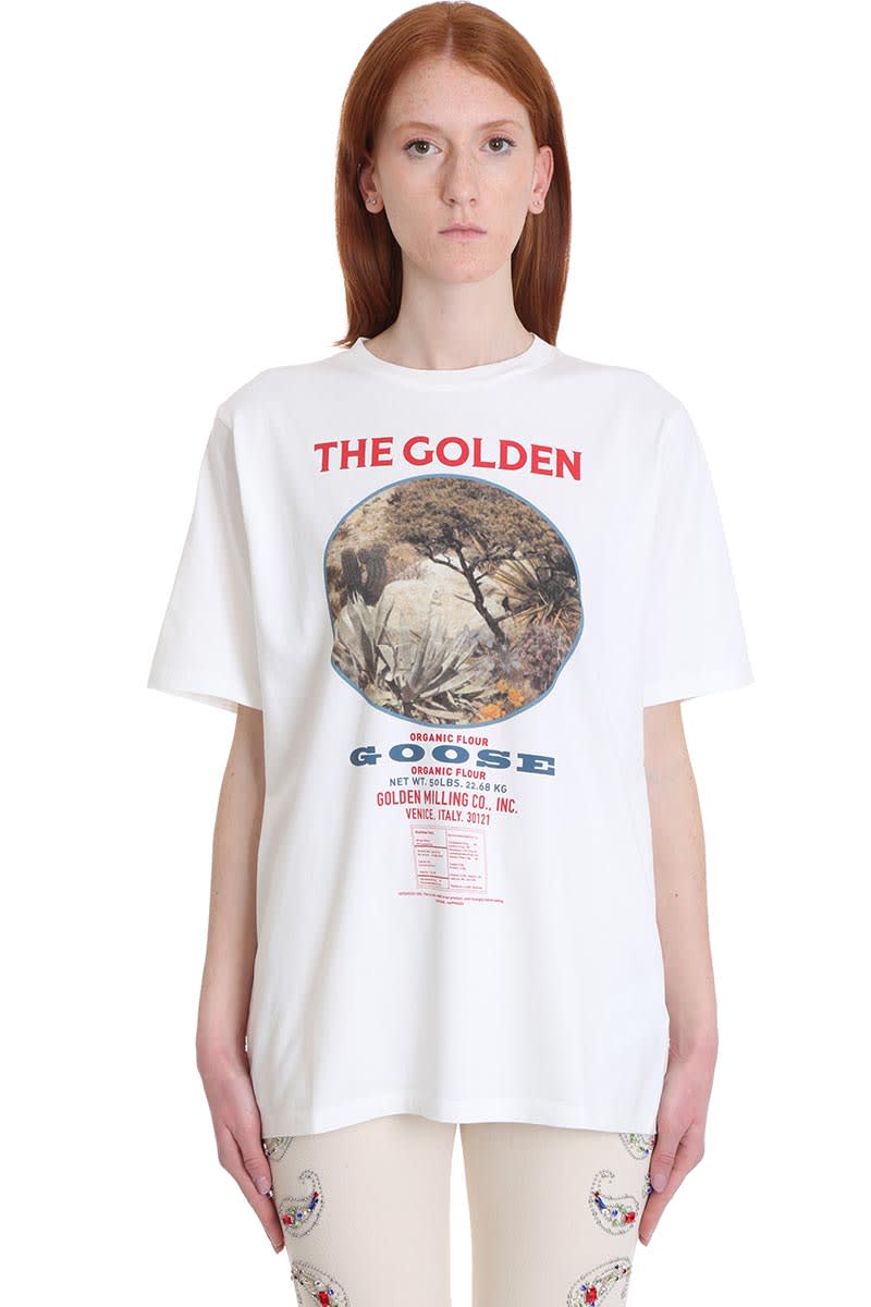 GOLDEN GOOSE T-SHIRT OVER T-SHIRT IN WHITE COTTON,11276918