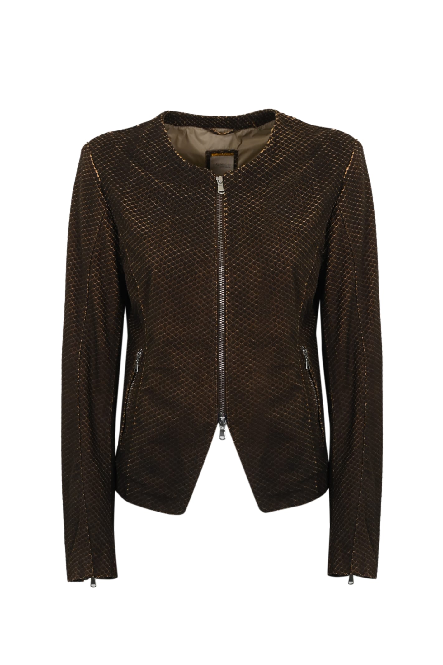 D'amico Brown Suede Jacket In Sigaro