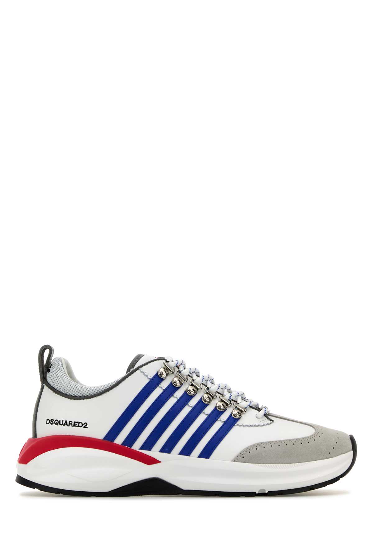 Shop Dsquared2 Multicolor Leather And Suede Dash Sneakers In Whitebluered