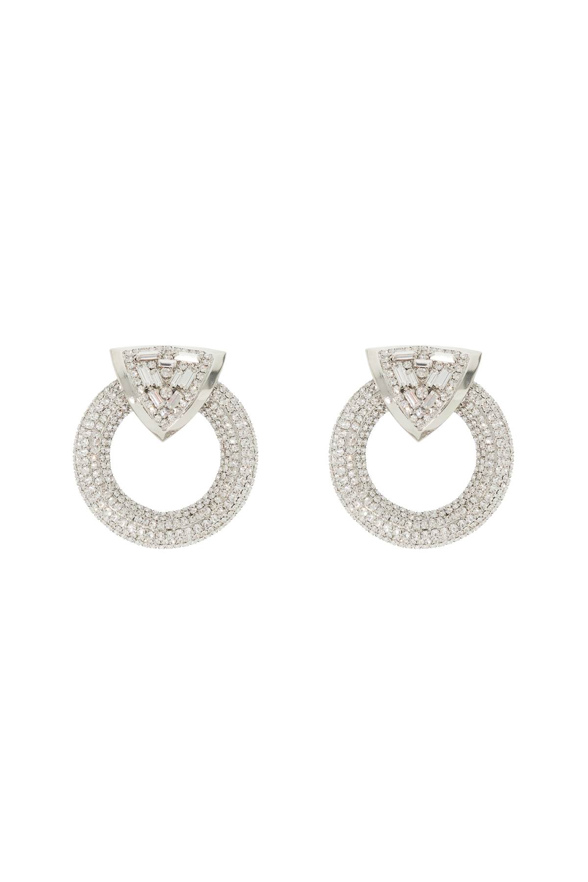 Shop Alessandra Rich Circle Earrings With Crystals In Cry-silver (silver)