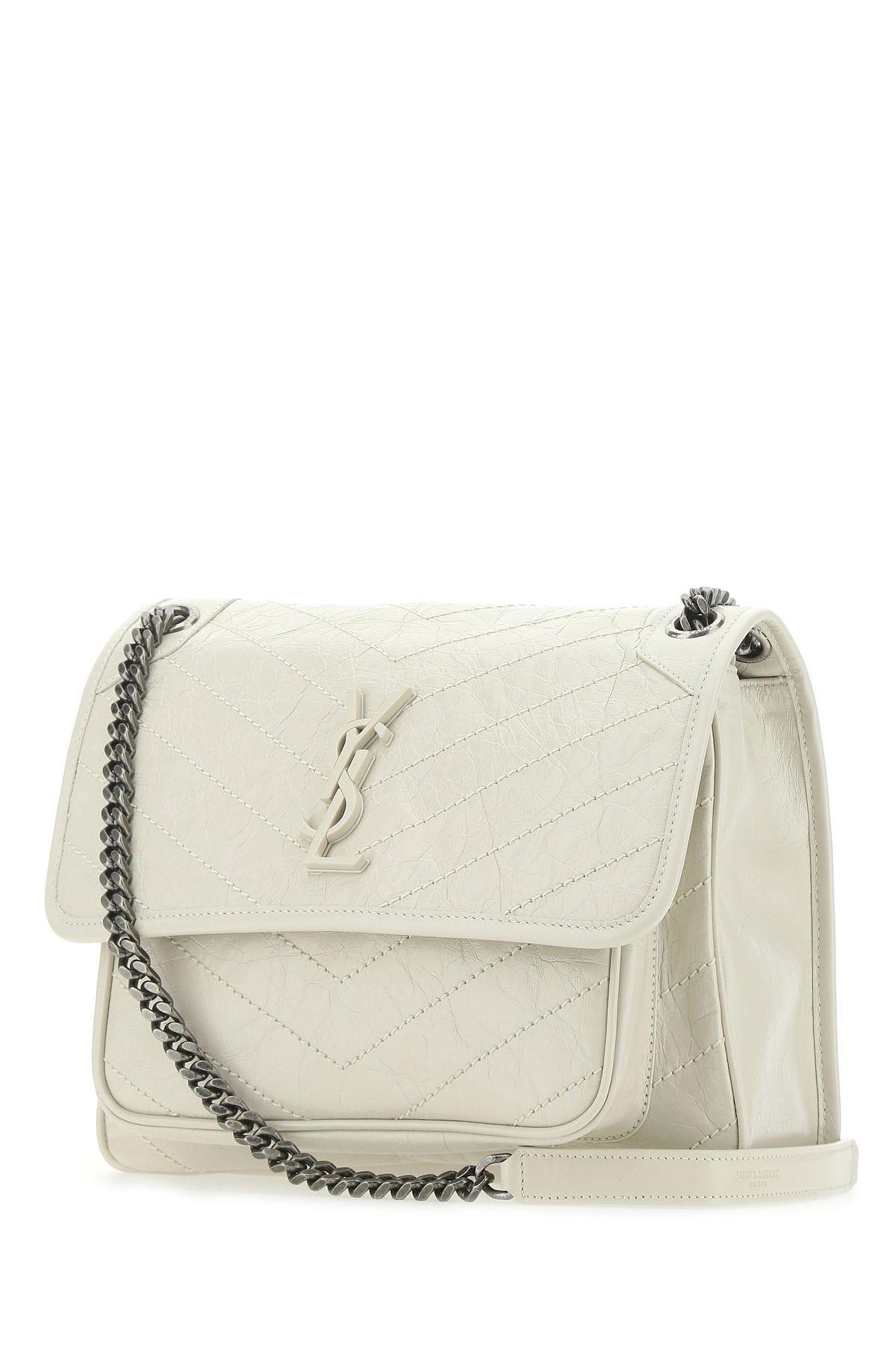 Saint Laurent Ivory Leather Medium Niki Shoulder Bag In White