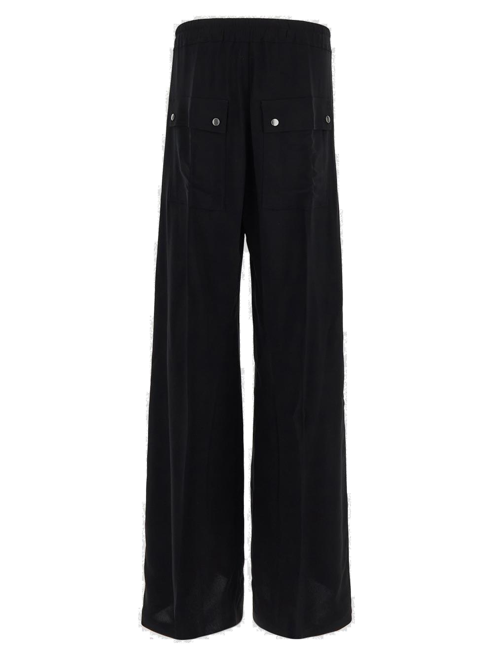 Shop Rick Owens Drawstring Flared Trousers In Black