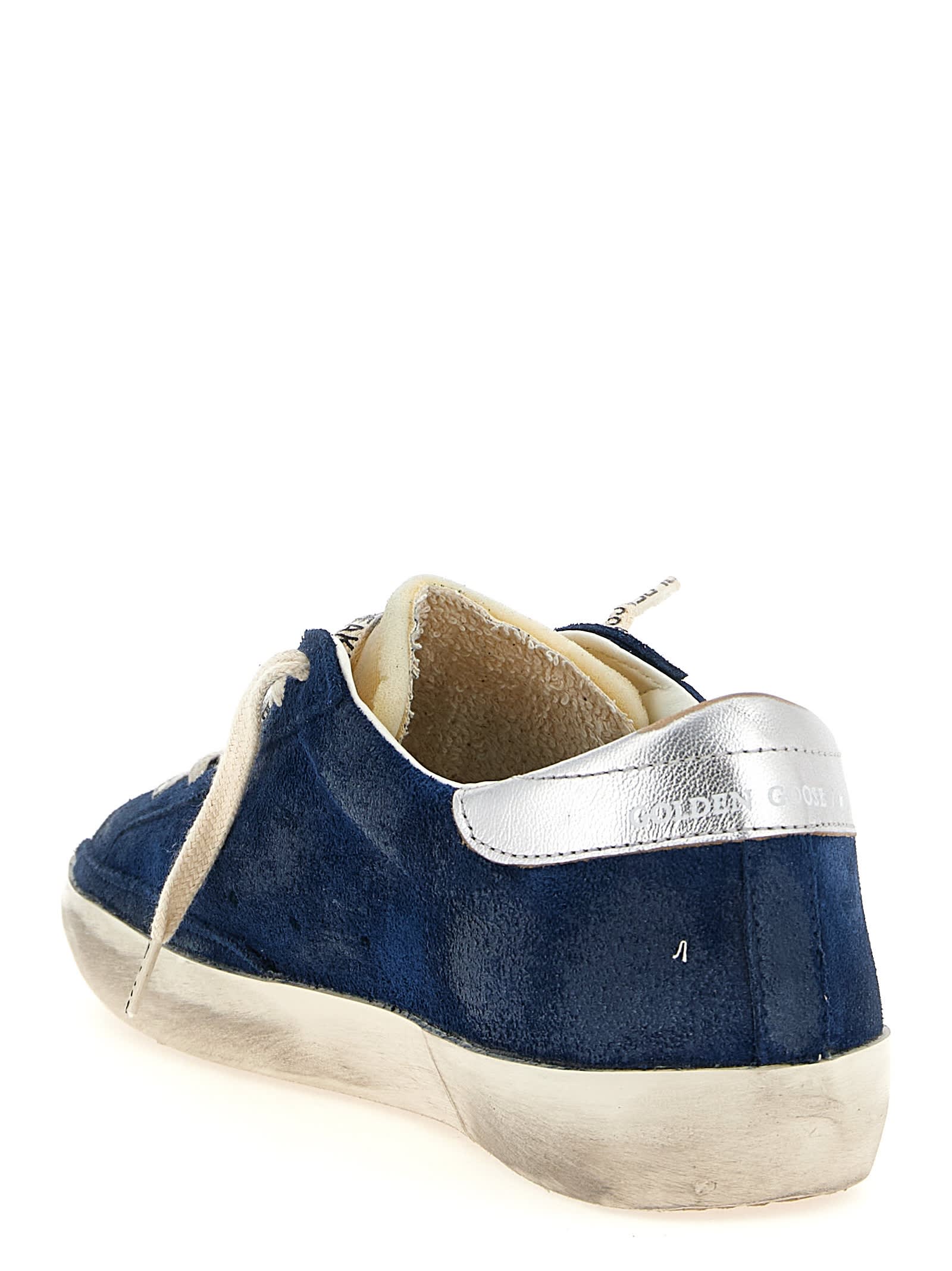 Golden Goose Super-star Suede Upper And Toe Foam Tongue Leather Star Laminated Heel Sneakers Blue In Neutral