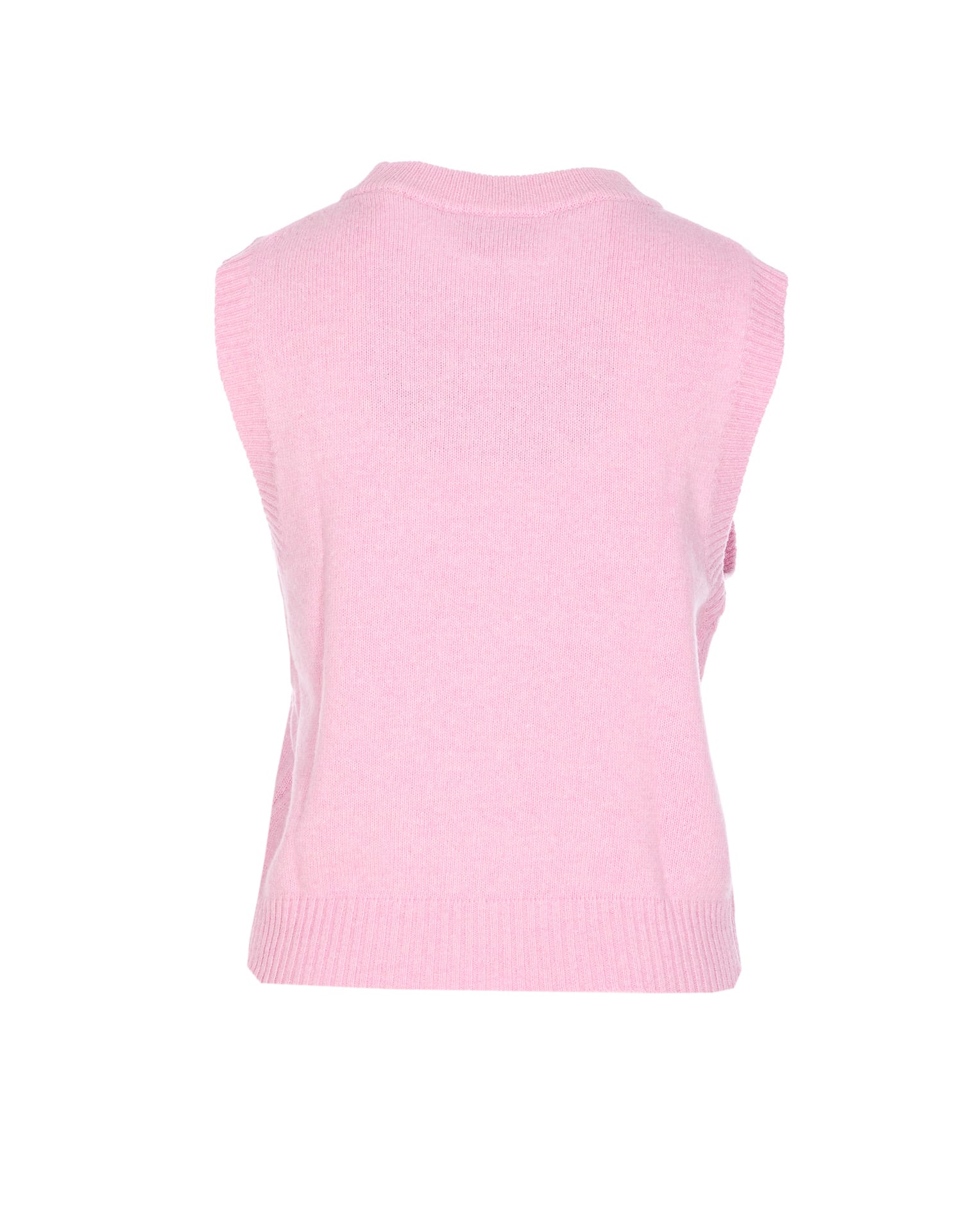Ganni Puppy Love Graphic Wool Vest In Pink