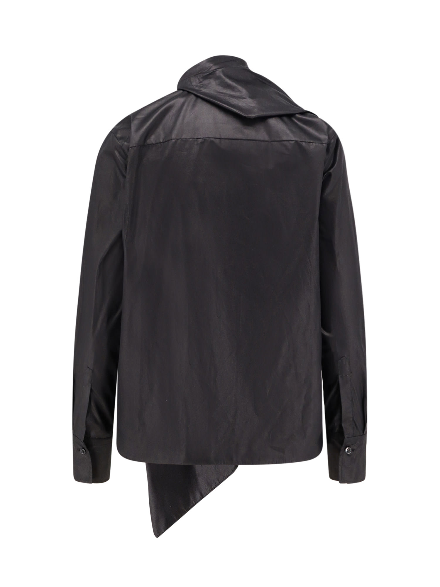 Alexander Mcqueen Cotton Shirt Featuring Bow Detail And Ruffles In Black
