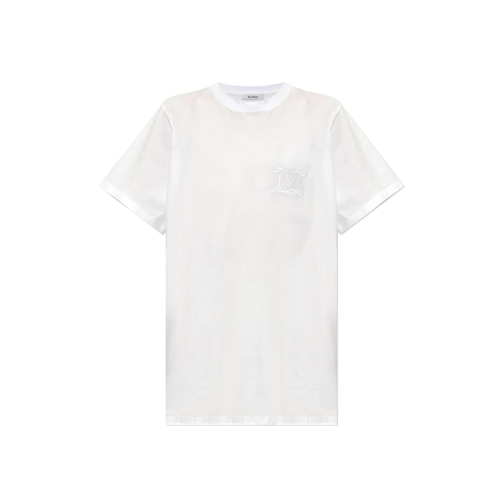 Max Mara Mango Logo Embroidered Cotton T-shirt In White