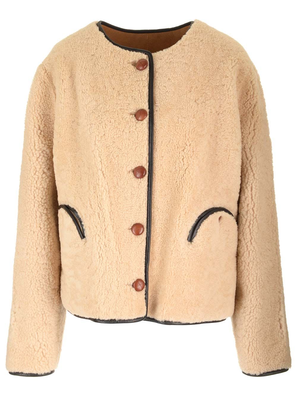 Shop Blazé Milano Tatoosh Gliss Sheepskin Bolero In Beige