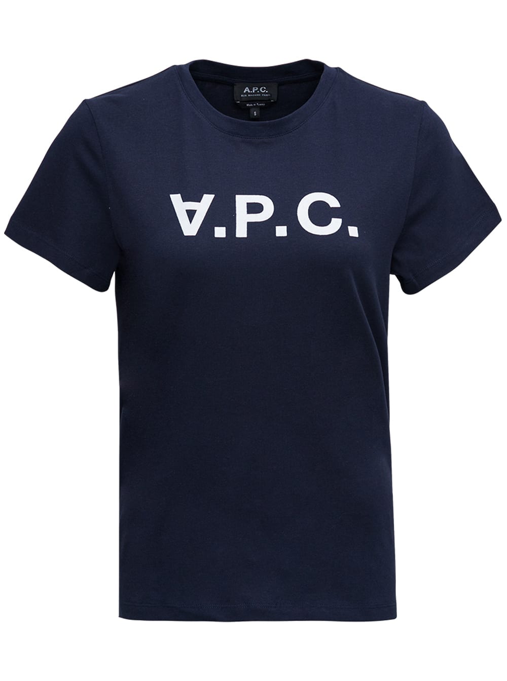 Apc Blue Cotton T-shirt With Logo Print In Cotton Woman In Burgundy