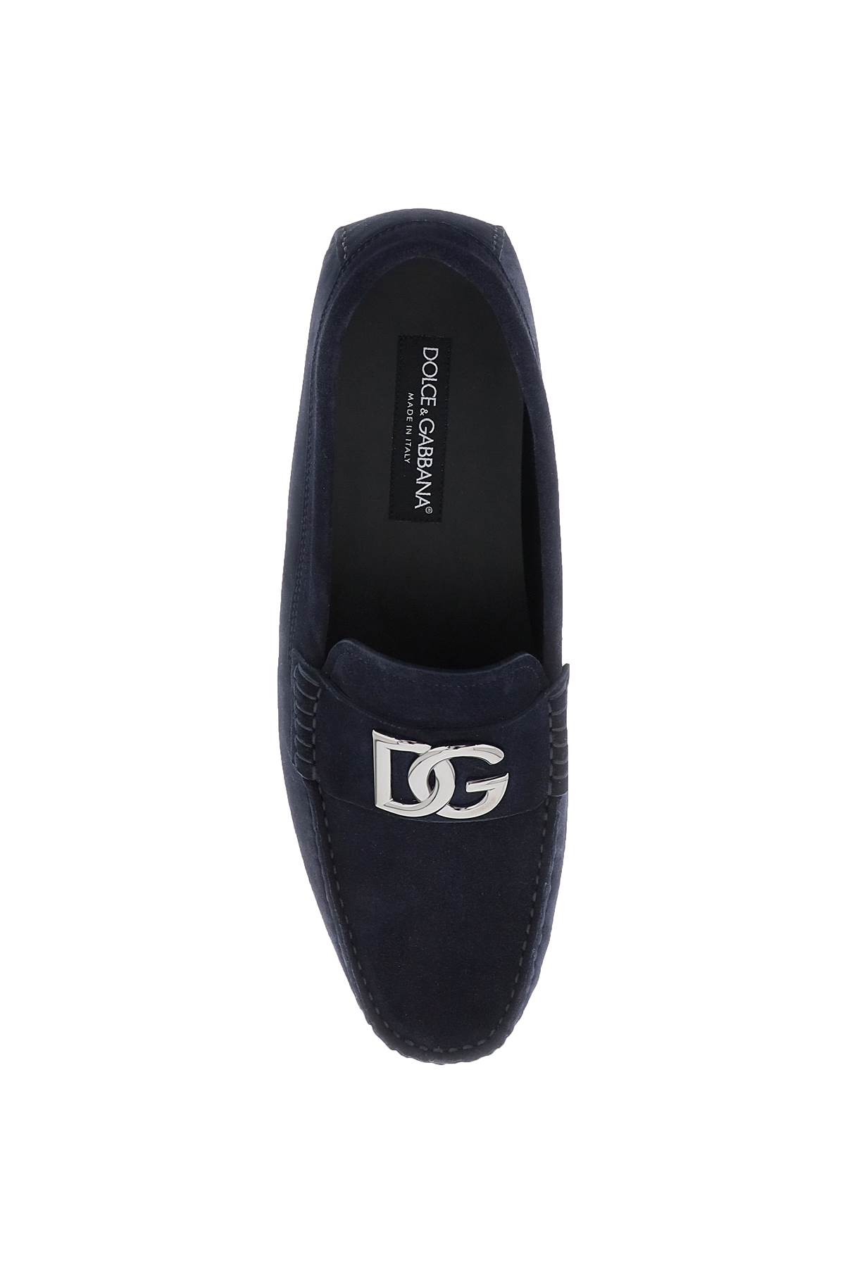 Shop Dolce & Gabbana Suede Drivers In Blue