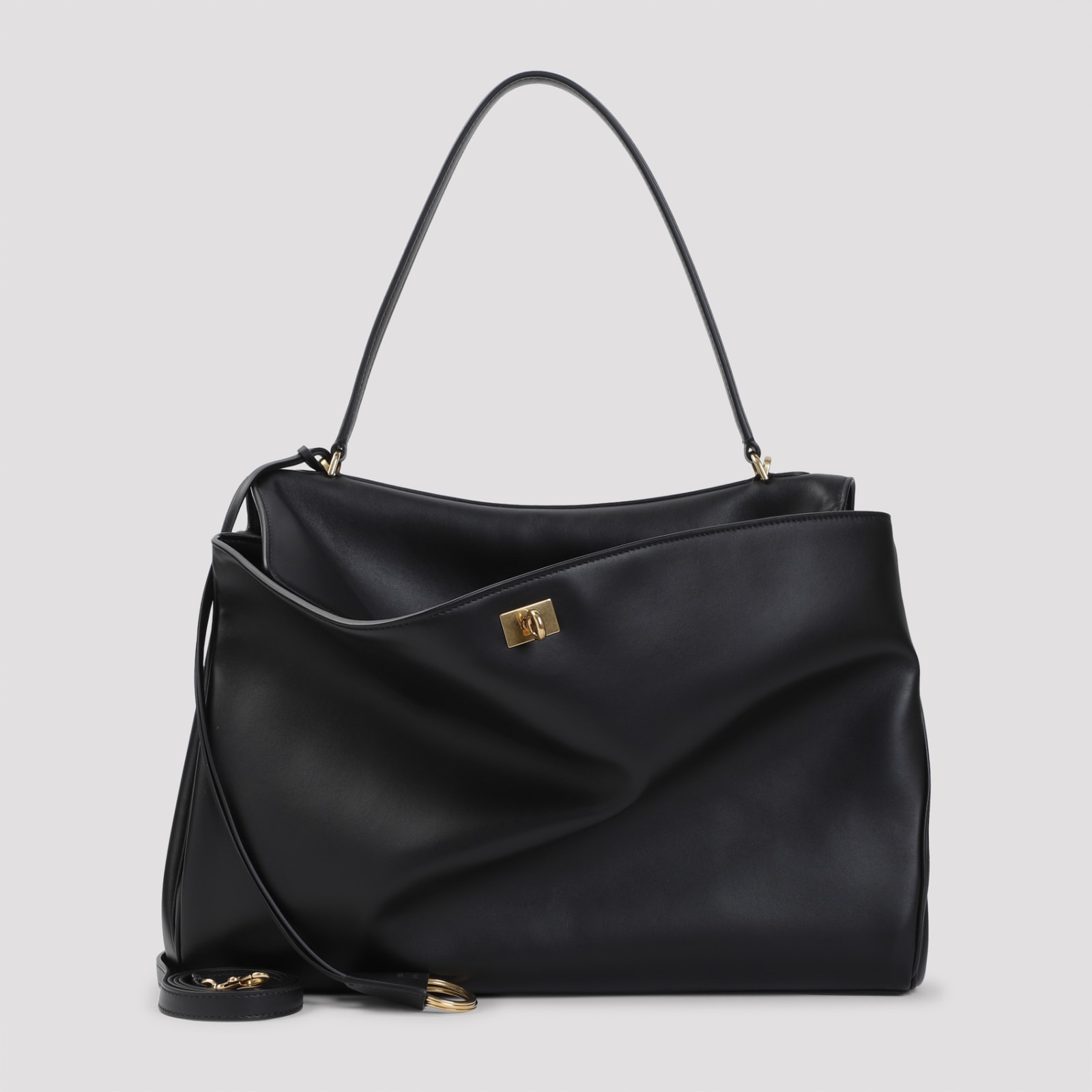 Balenciaga Shoulder Bag Structured Gold-tone Hardware In Black
