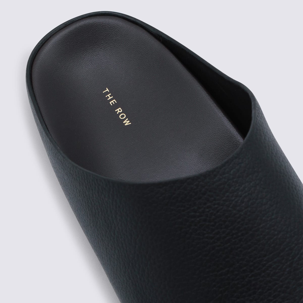 The Row Black Leather Flats In Black