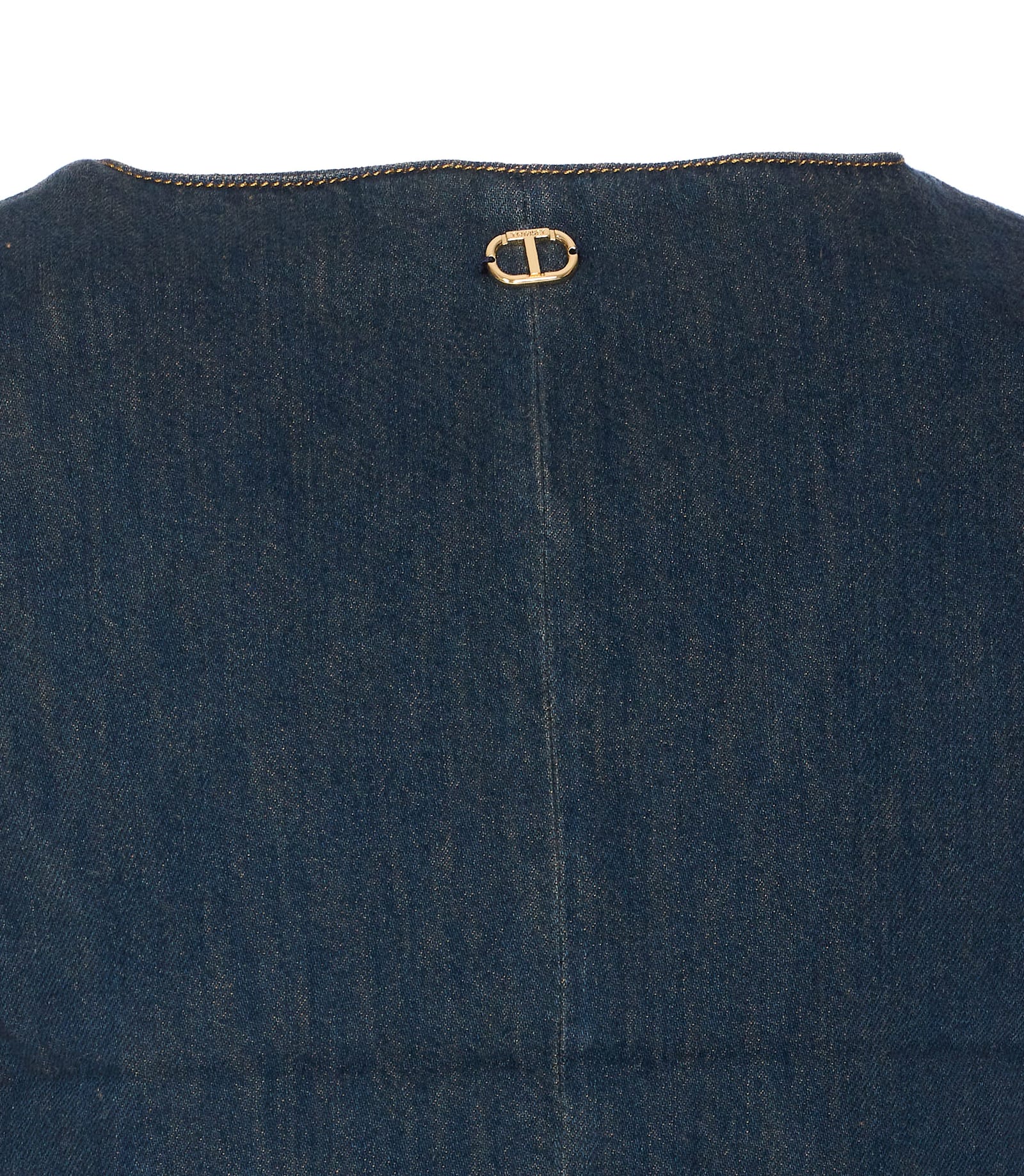 Twinset Denim Vest With Front Pockets And V-neckline In Blue