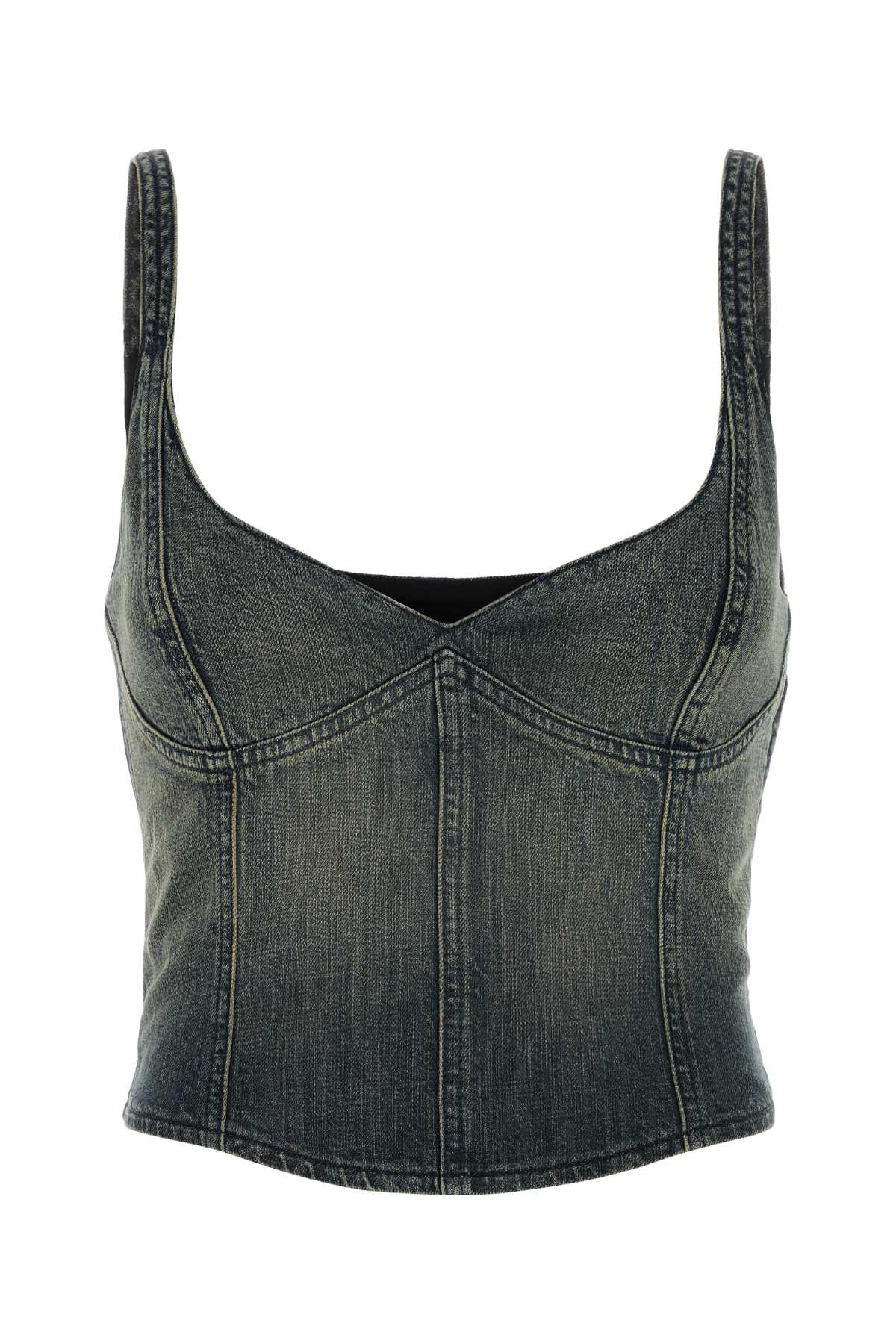 Balenciaga Cropped Sleeveless Top Scoop Neck In Green