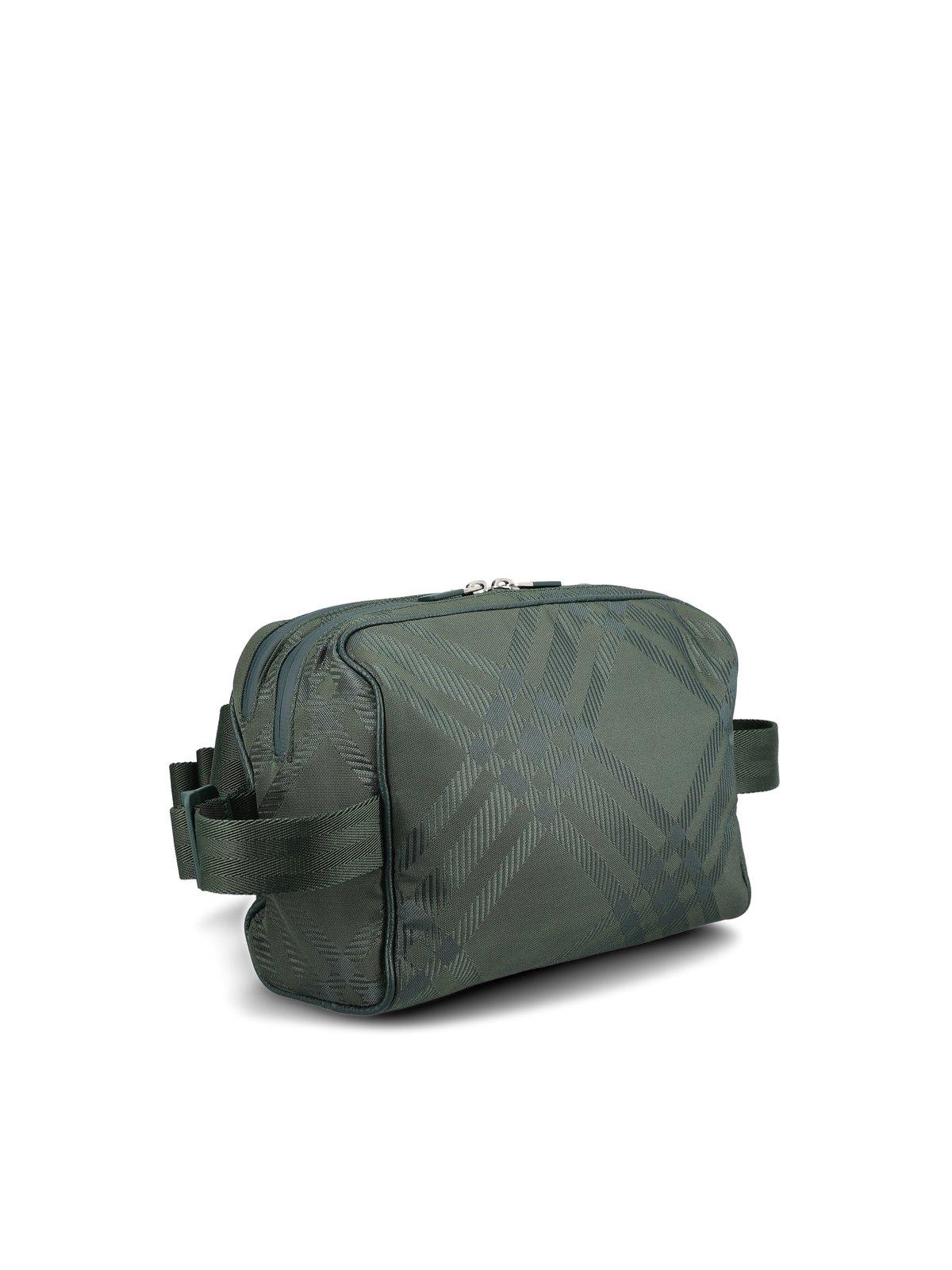 Shop Burberry Check-jacquard Zipped Belt Bag In Vine