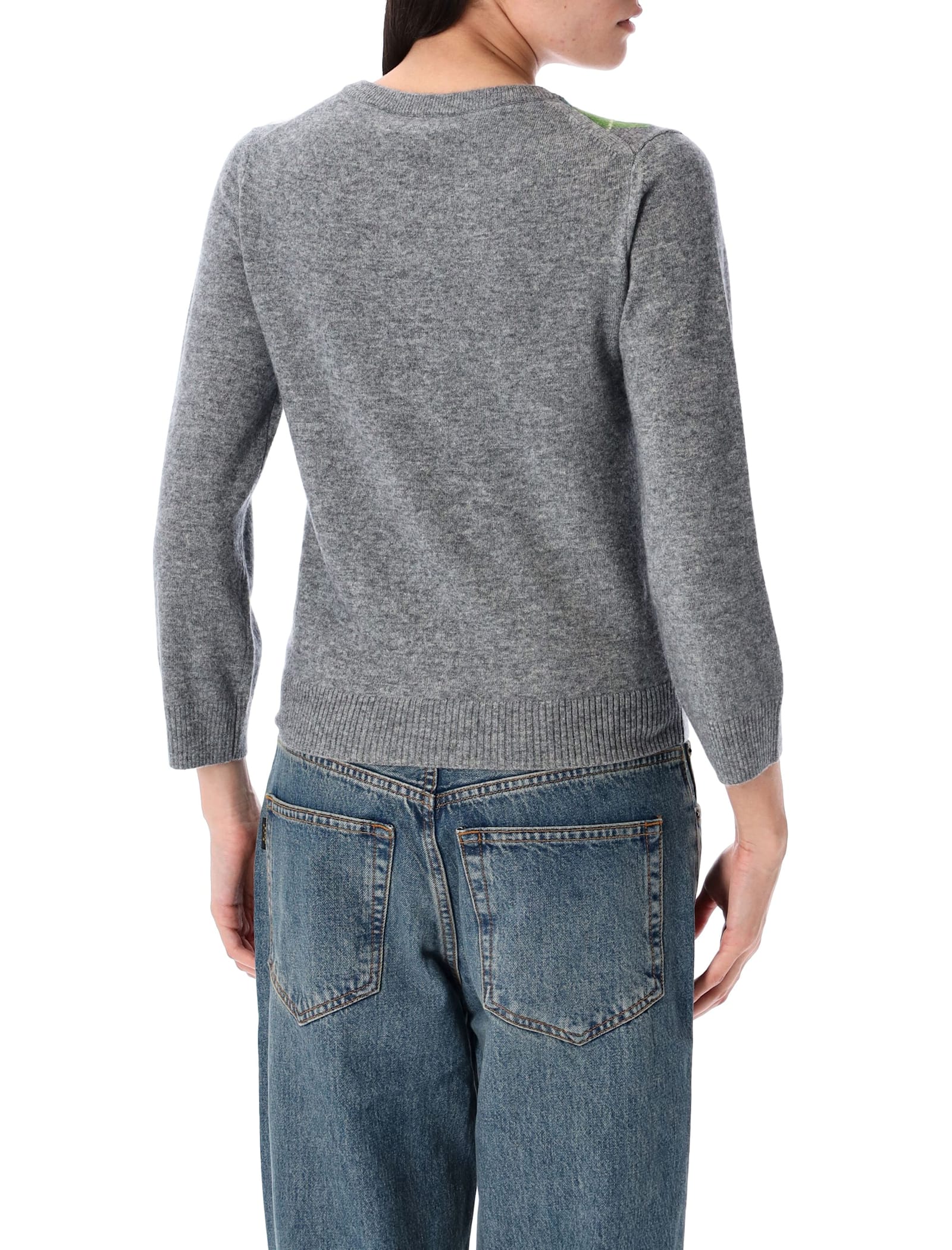 Ganni Argyle-pattern Logo-embroidered Cardigan In Multi