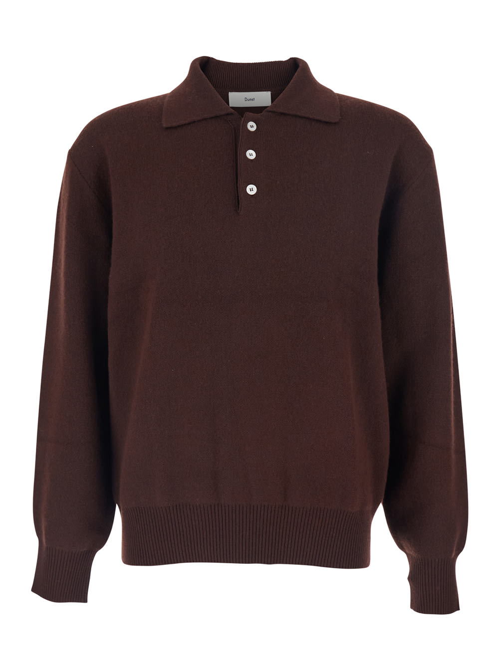 Dunst Unisex Cashmere Collared Sweater In Brown