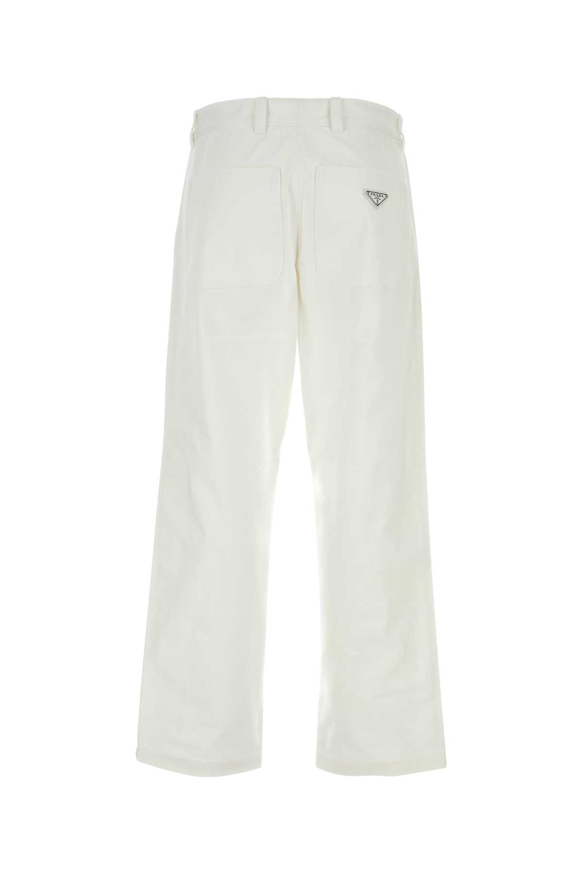 Shop Prada White Denim Jeans In Bianco