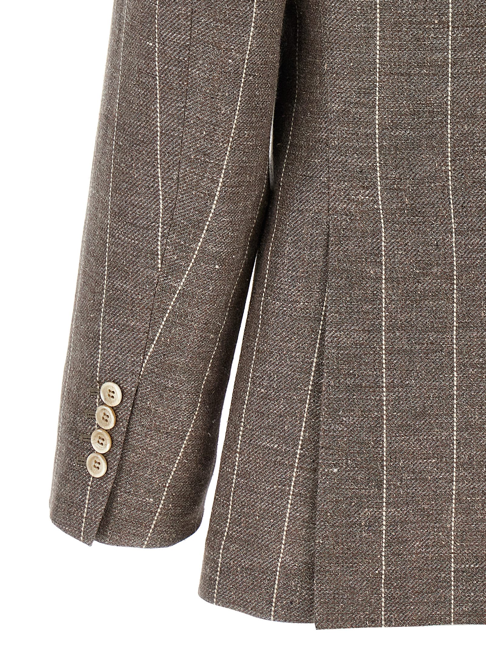Brunello Cucinelli Deconstructed Blazer With Striped Pattern And Button Detailing