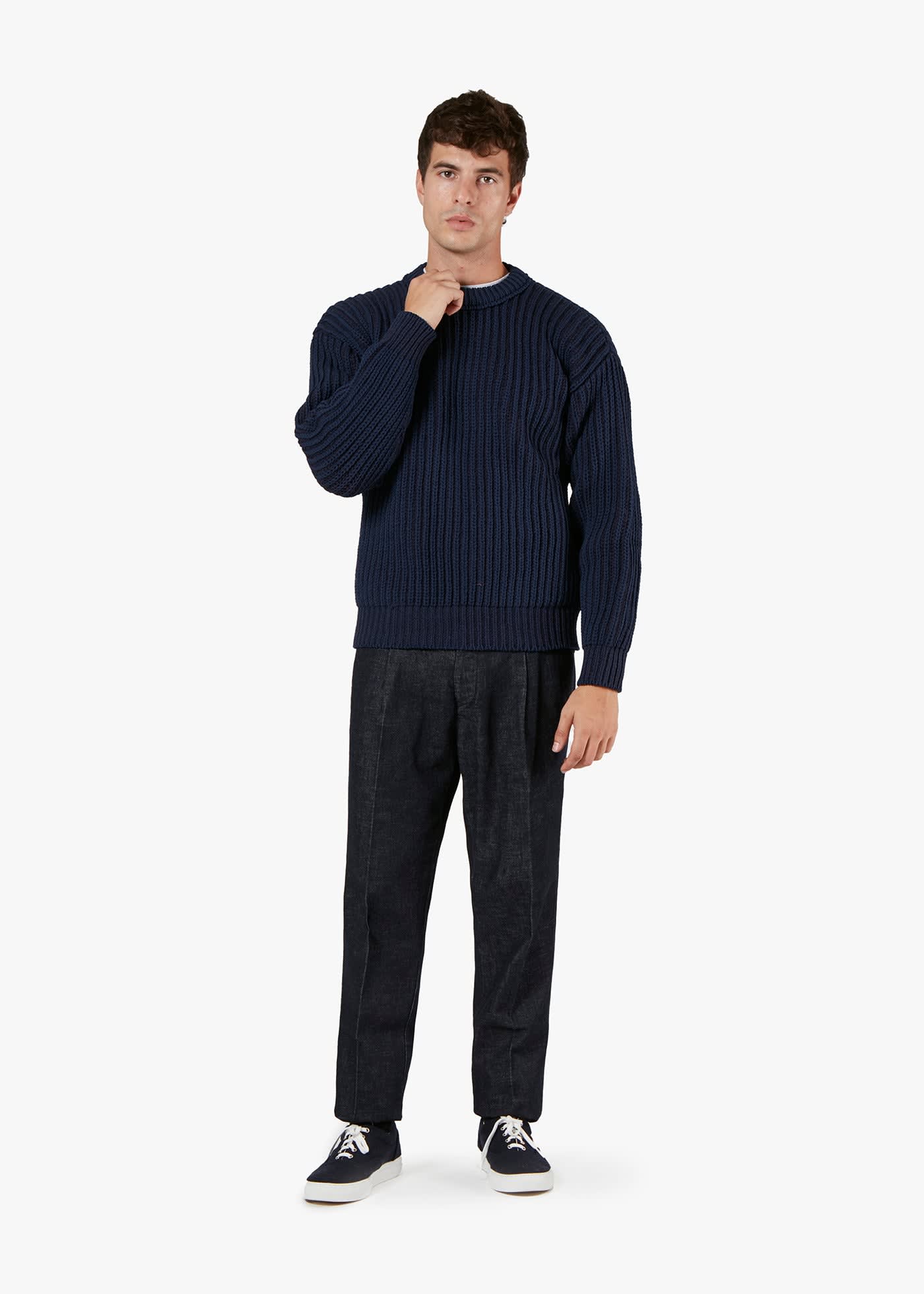 Doppiaa Aappio Round-necked Sweater In Blue