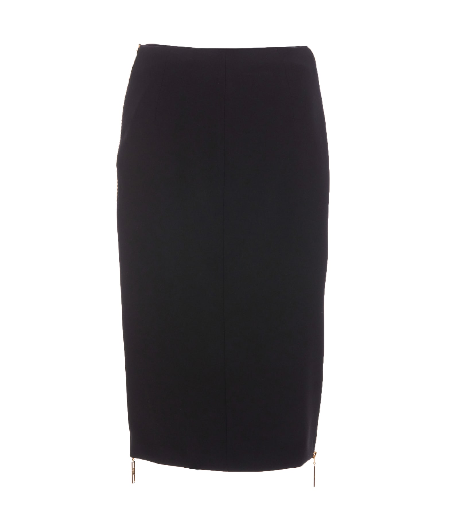 Elisabetta Franchi High Waist Back Slit Knee-length Skirts In Black