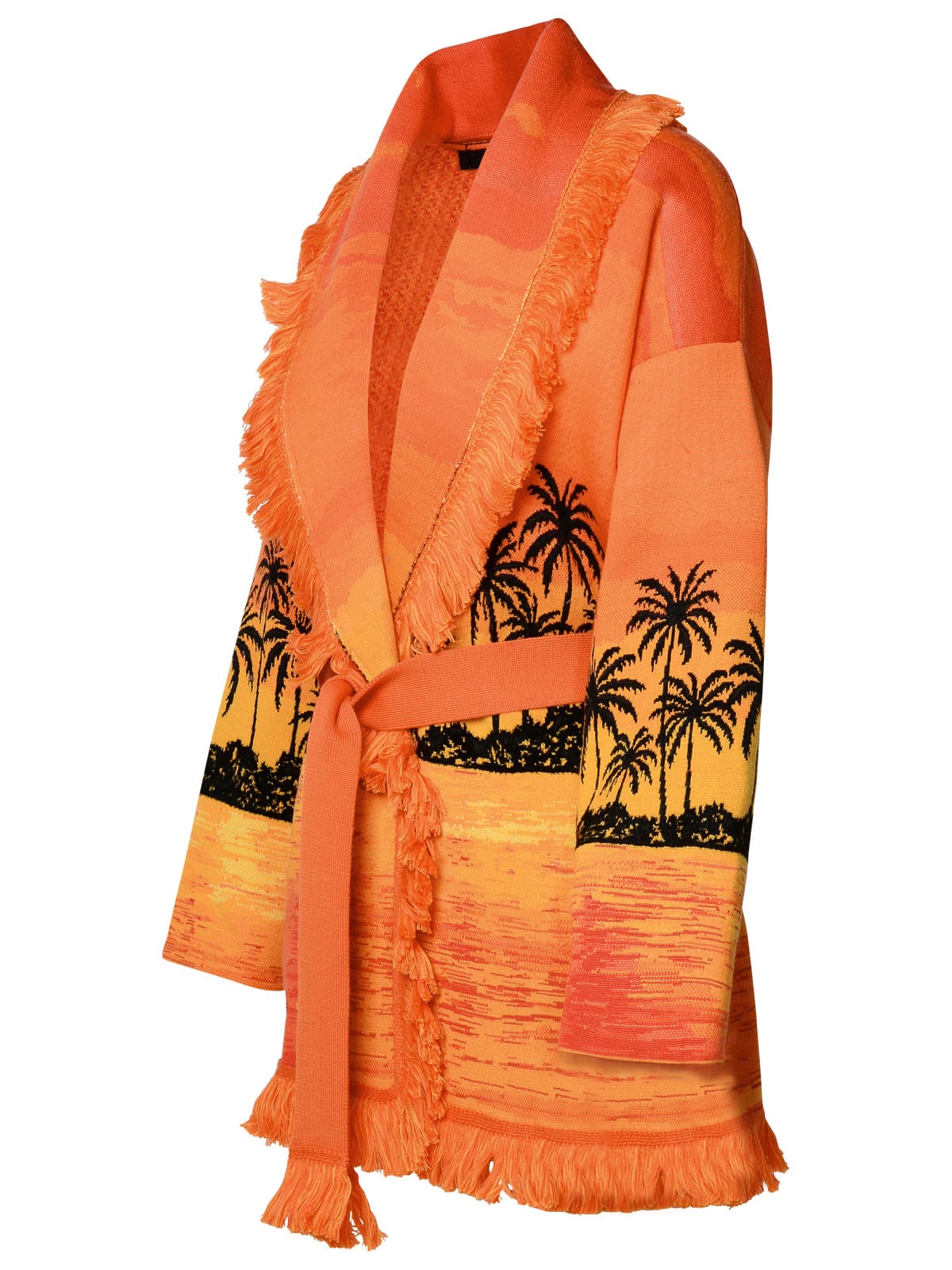 Alanui Jacquard Landscape Cardigan In Orange