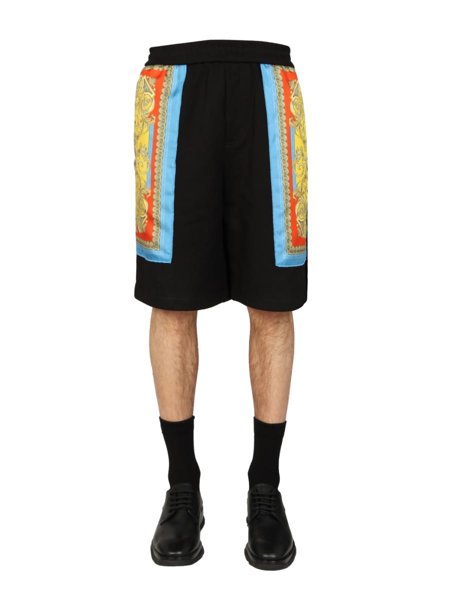Shop Versace Baroque Goddess Bermuda Shorts In Multicolour